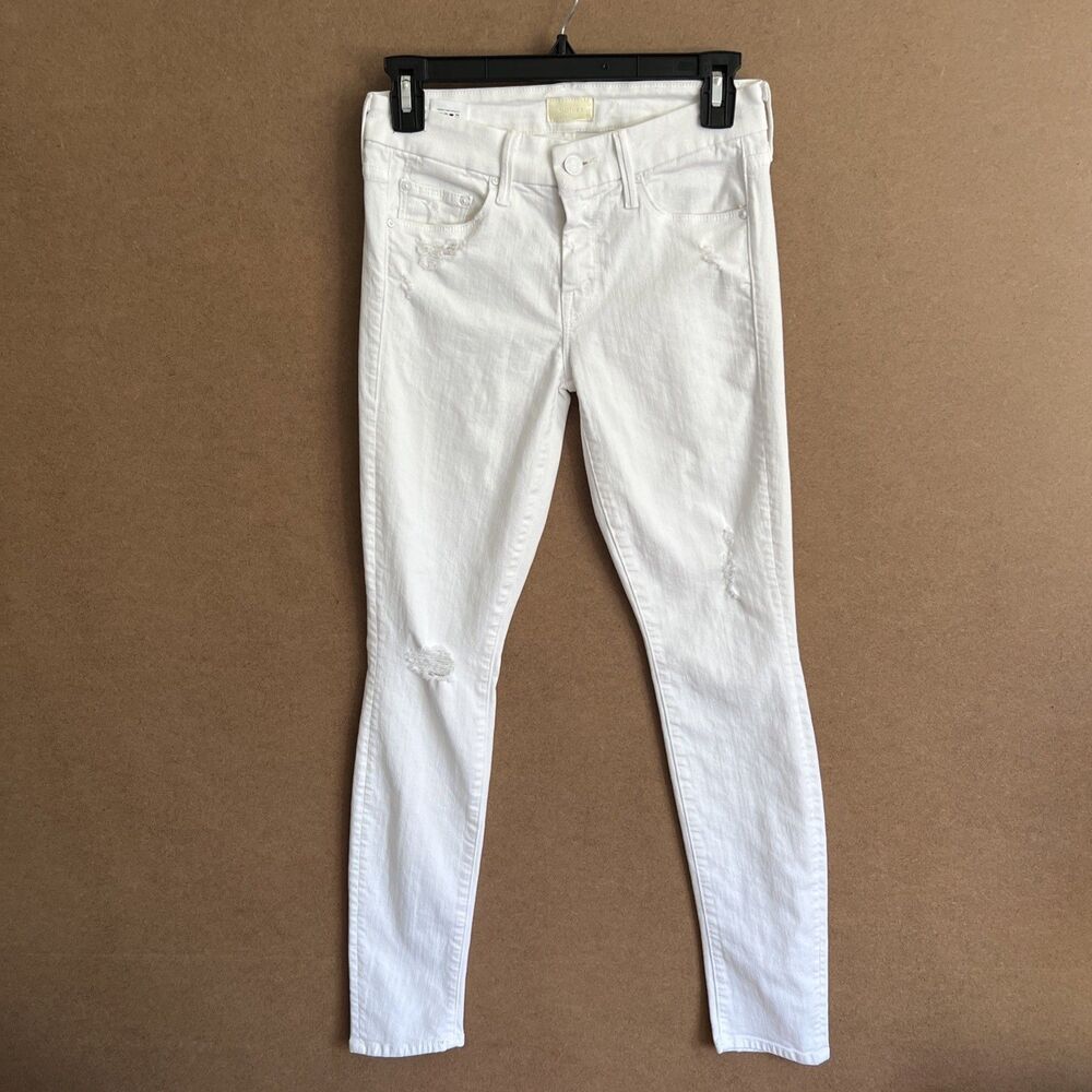 Mother Jeans The Looker Stayin Rowdy Size 25x29 Women White Stretch Distressed